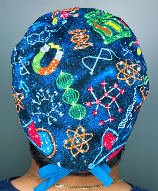 Chemistry in the Galaxy Navy Blue Design Unisex Cute Scrub Cap