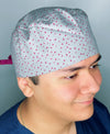 Small Pink Triangles on Grey Unisex Fancy Scrub Cap