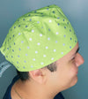 Silver Polka Dots on Green Unisex Cute Scrub Cap