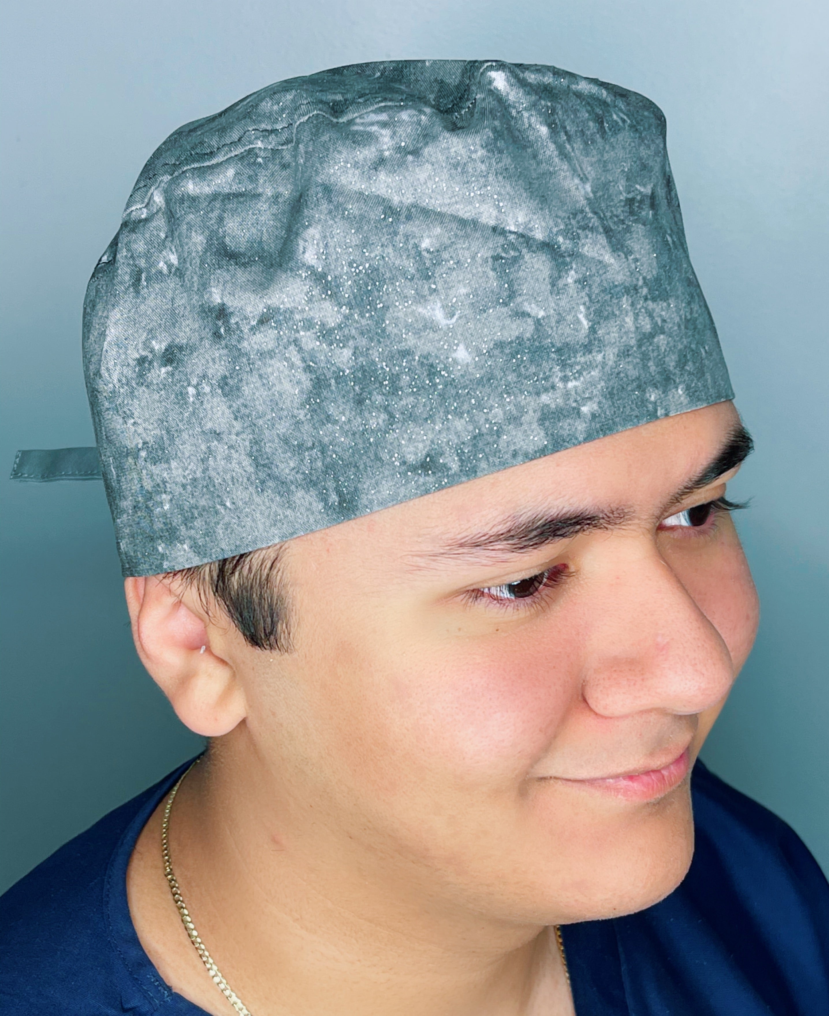 Grey Glitter Tie Dye Design Unisex Cute Scrub Cap