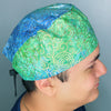 Green & Blue Ombre Arabesque Floral Design Unisex Cute Scrub Cap