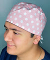 White Polka Dots on Pastel Pink Unisex Cute Scrub Cap