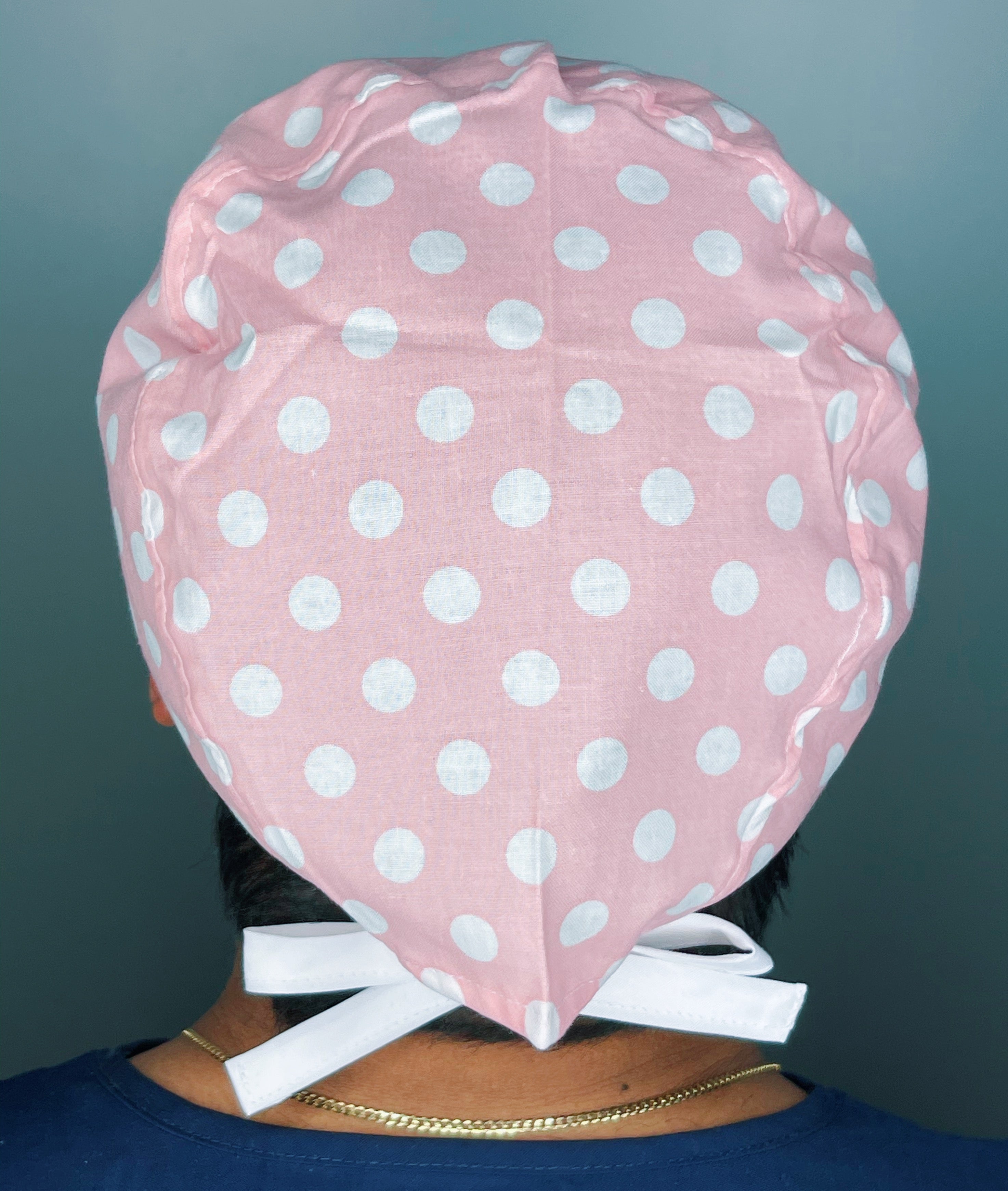 White Polka Dots on Pastel Pink Unisex Cute Scrub Cap