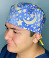 Stars & Moons Glitter Lavender Blue Unisex Fancy Scrub Cap