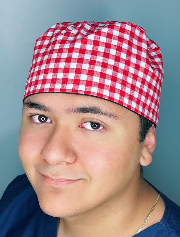 Red & White Picnic Blanket Design Unisex Cute Scrub Cap