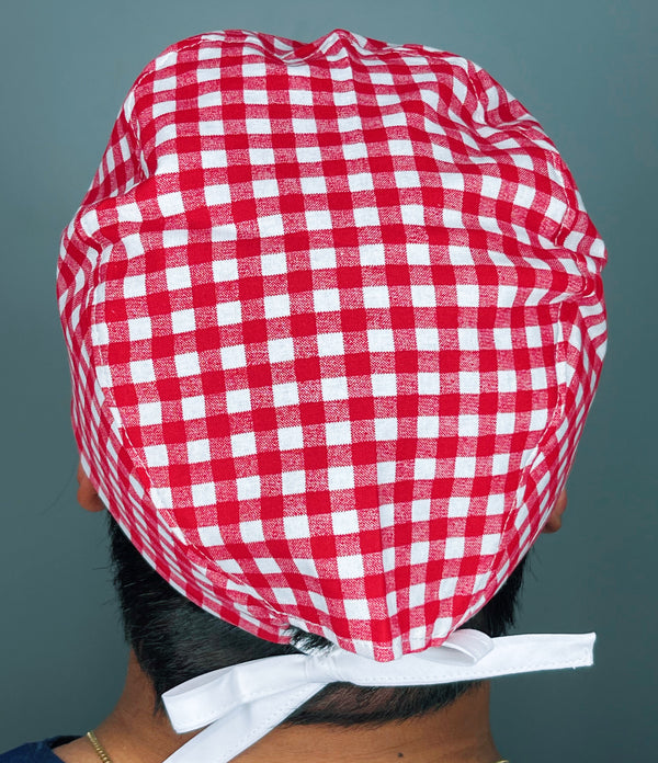 Red & White Picnic Blanket Design Unisex Cute Scrub Cap