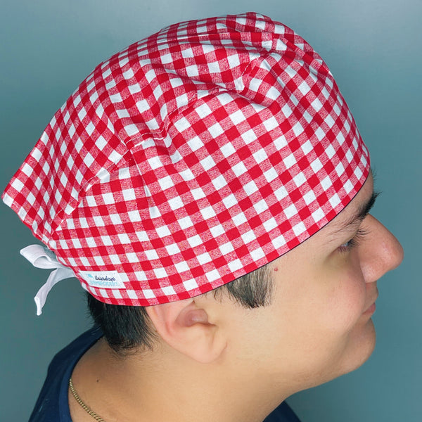 Red & White Picnic Blanket Design Unisex Cute Scrub Cap