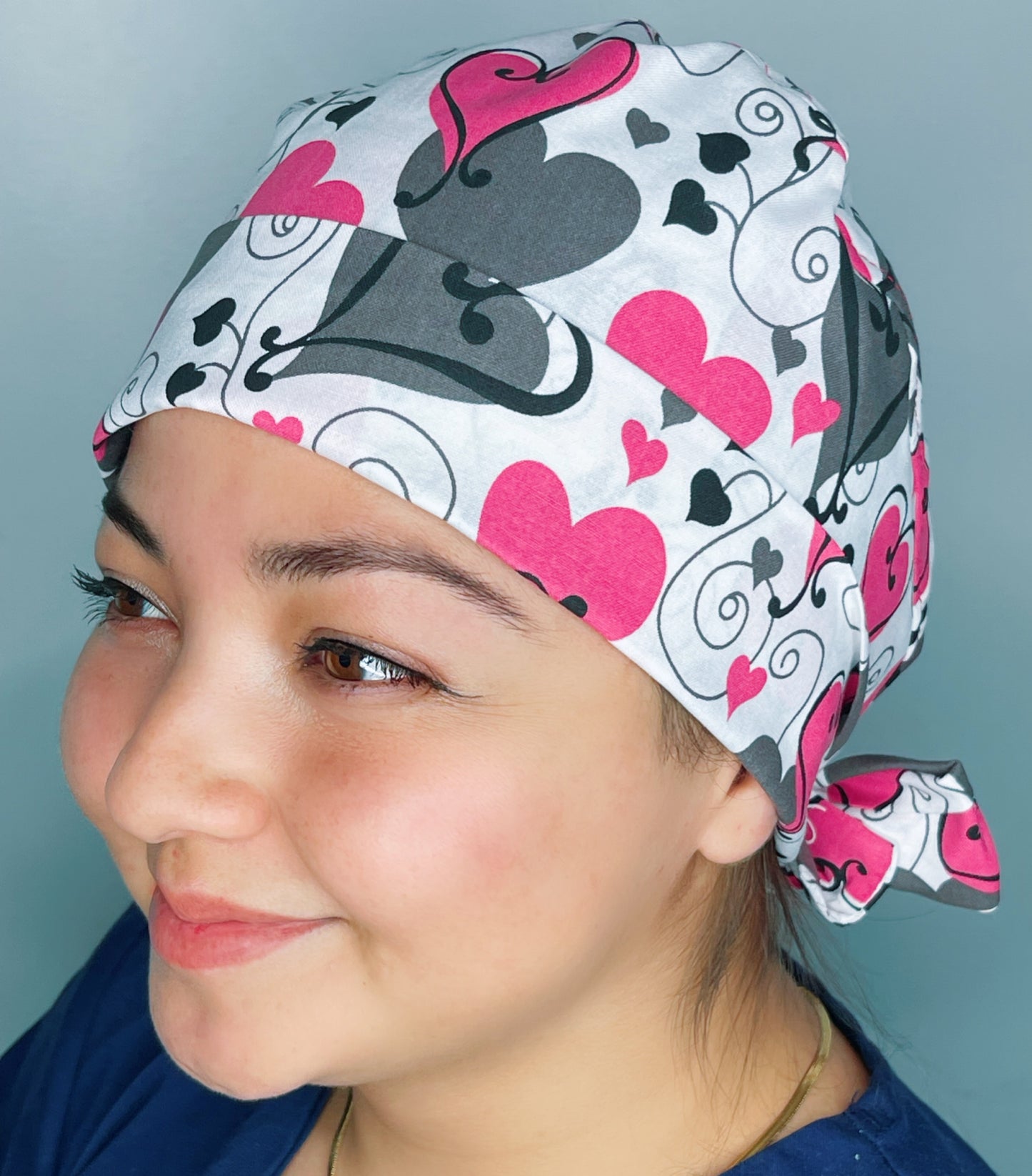 Doodled Pink & Grey Hearts Valentine's Day Holiday Themed Pixie
