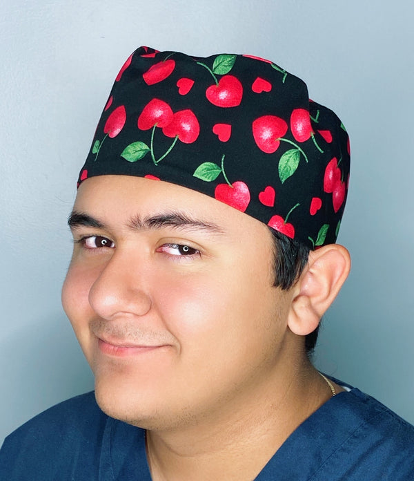 Hearts & Cherries Unisex Food Scrub Cap