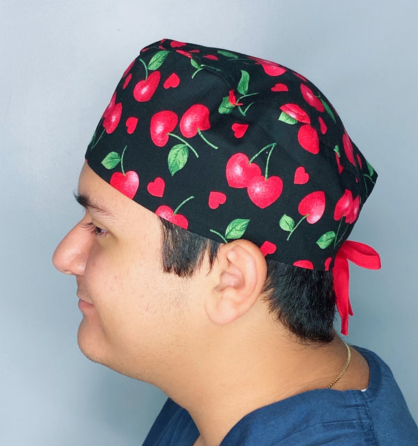 Hearts & Cherries Unisex Food Scrub Cap