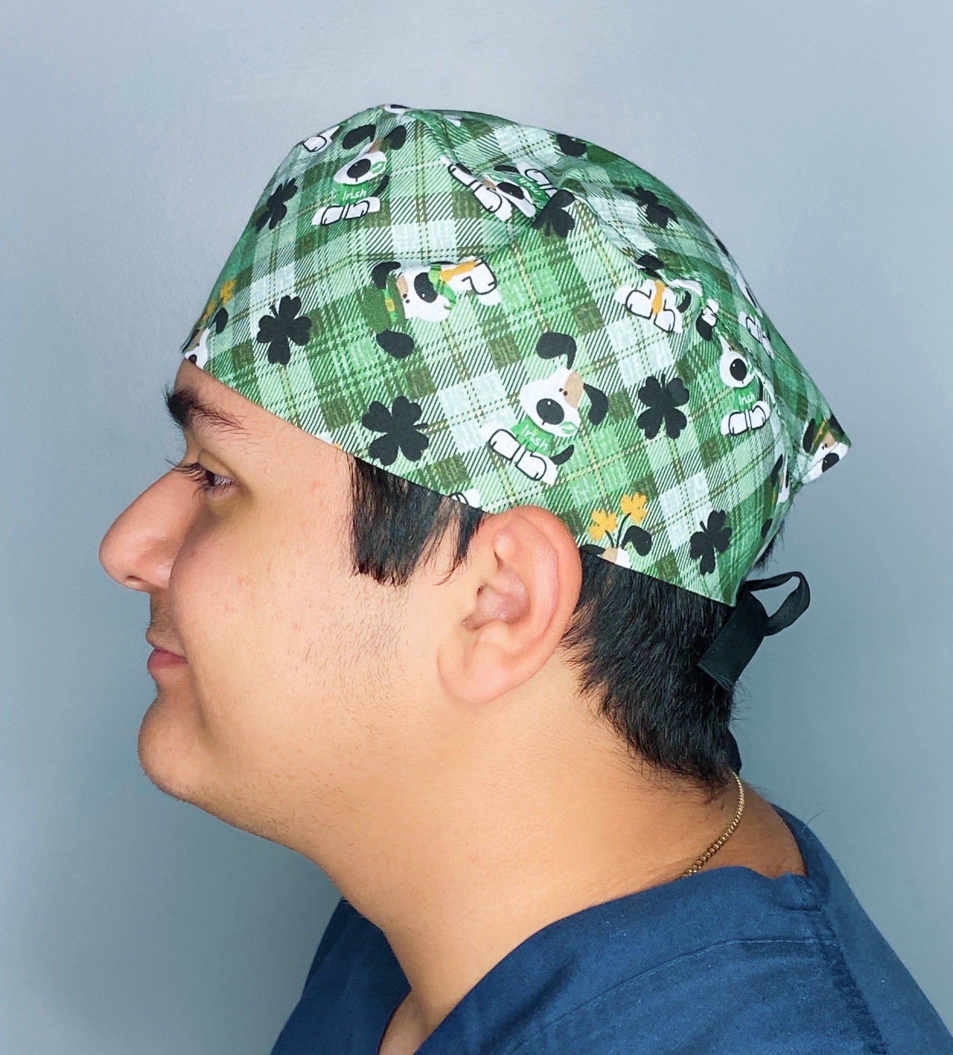 Clover Leaves and Pups St. Patrick's Day Unisex Holiday Scrub Cap