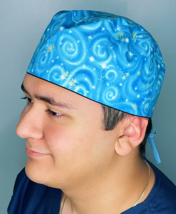 Baby Blue Star Galaxy Design Unisex Cute Scrub Cap