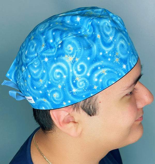 Baby Blue Star Galaxy Design Unisex Cute Scrub Cap