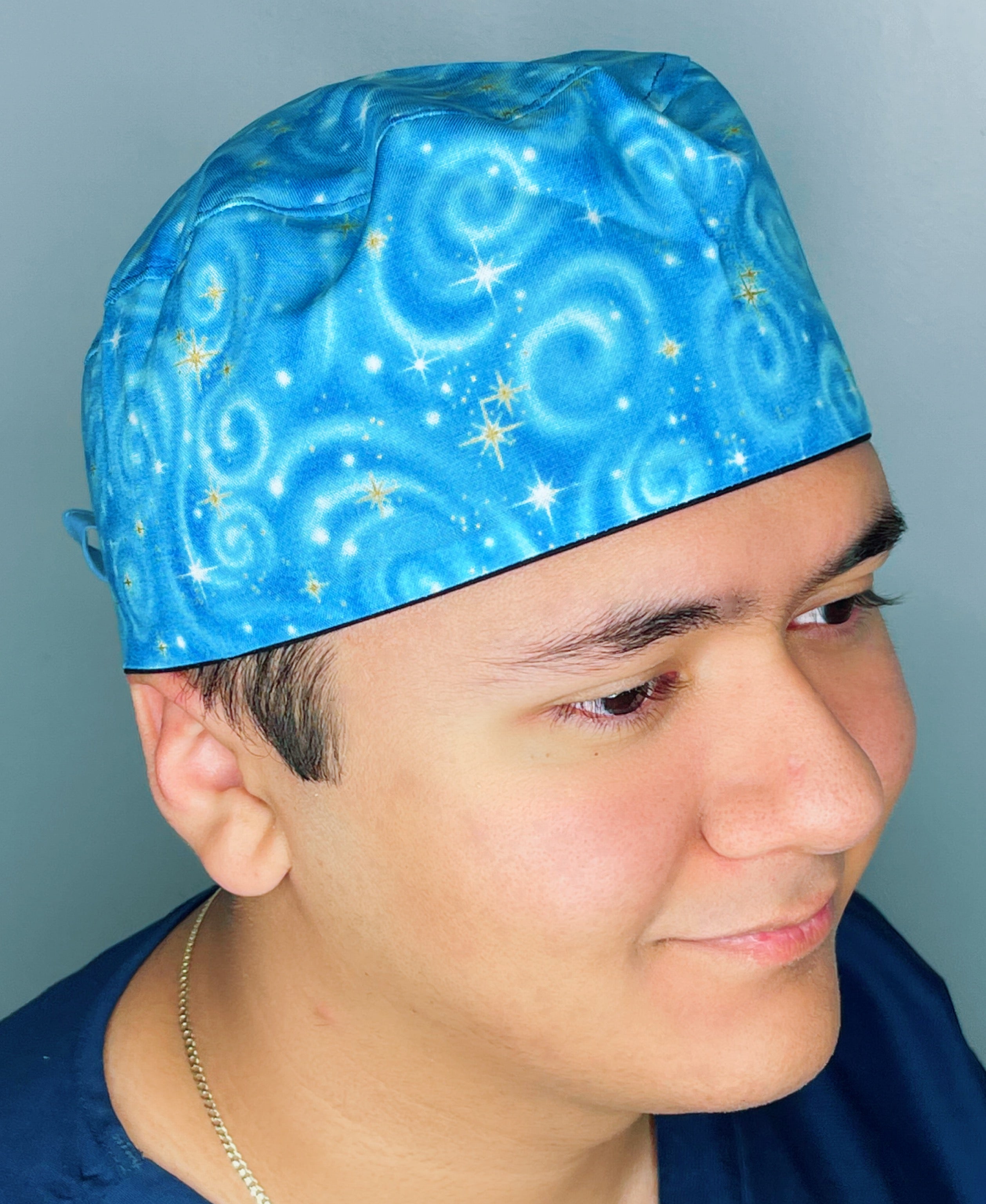 Baby Blue Star Galaxy Design Unisex Cute Scrub Cap