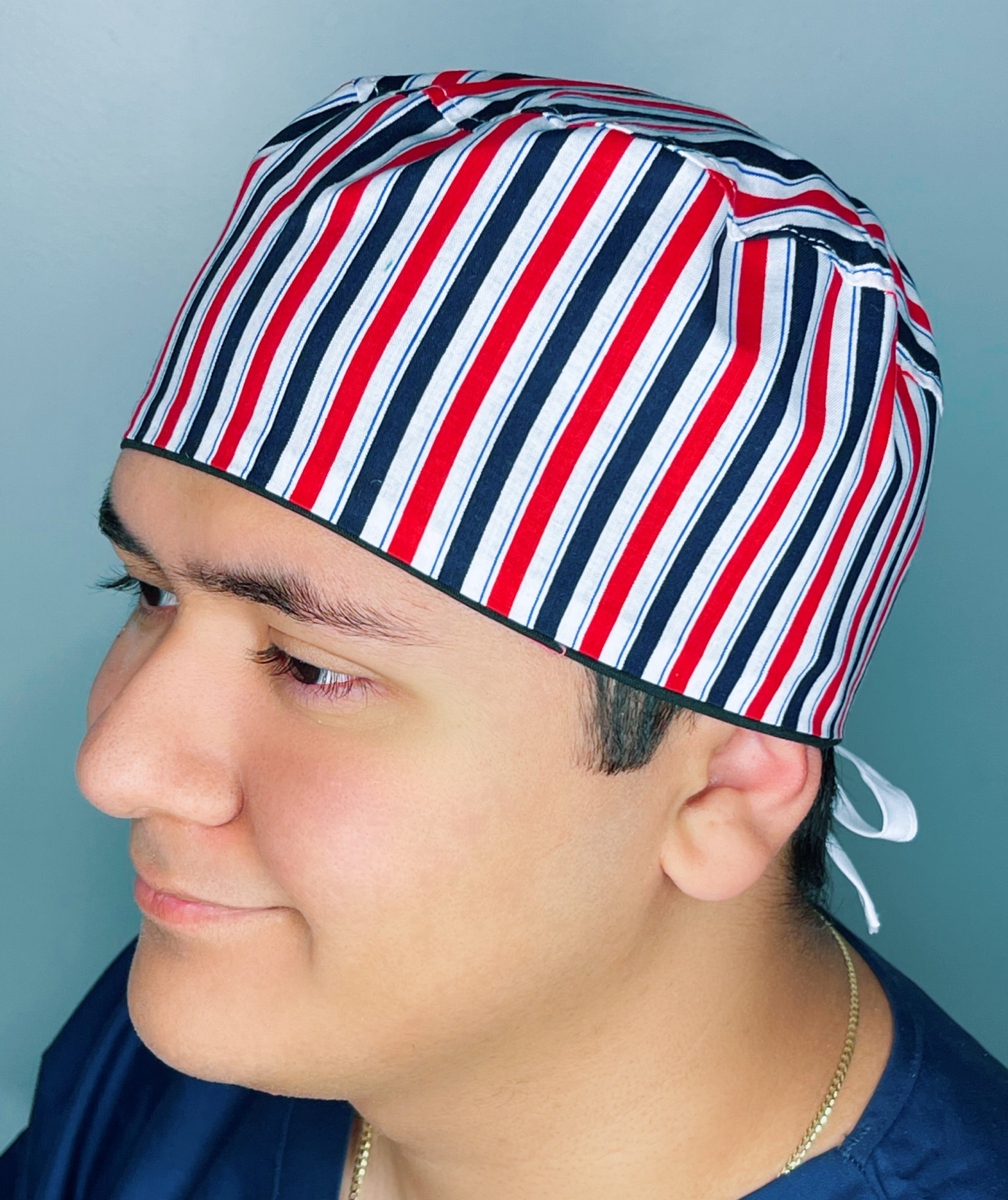 Red, White & Blue Stripes Unisex Cute Scrub Cap