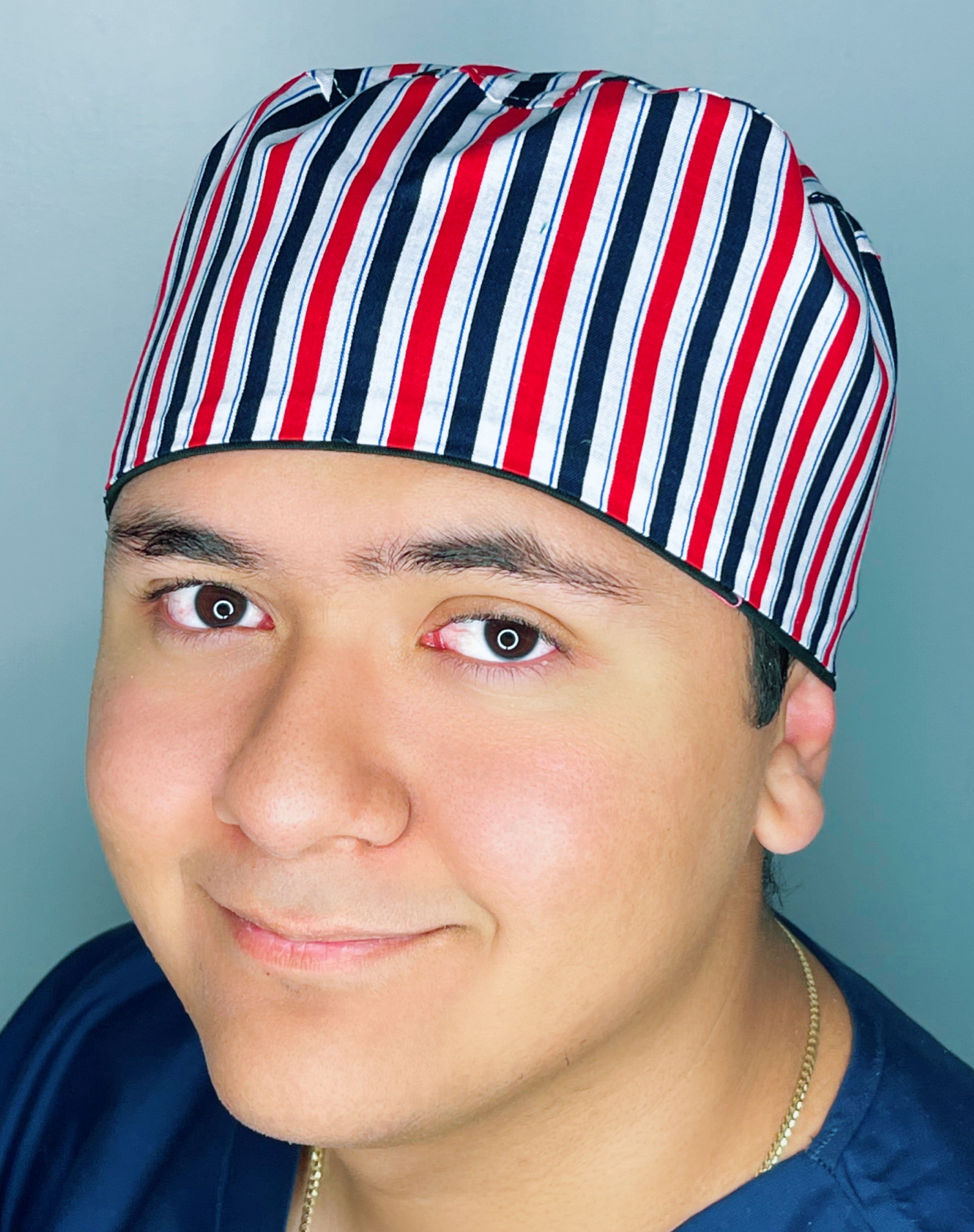 Red, White & Blue Stripes Unisex Cute Scrub Cap