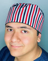 Red, White & Blue Stripes Unisex Cute Scrub Cap