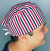 Red, White & Blue Stripes Unisex Cute Scrub Cap