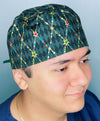 Gold Stars on Black Unisex Fancy Scrub Cap