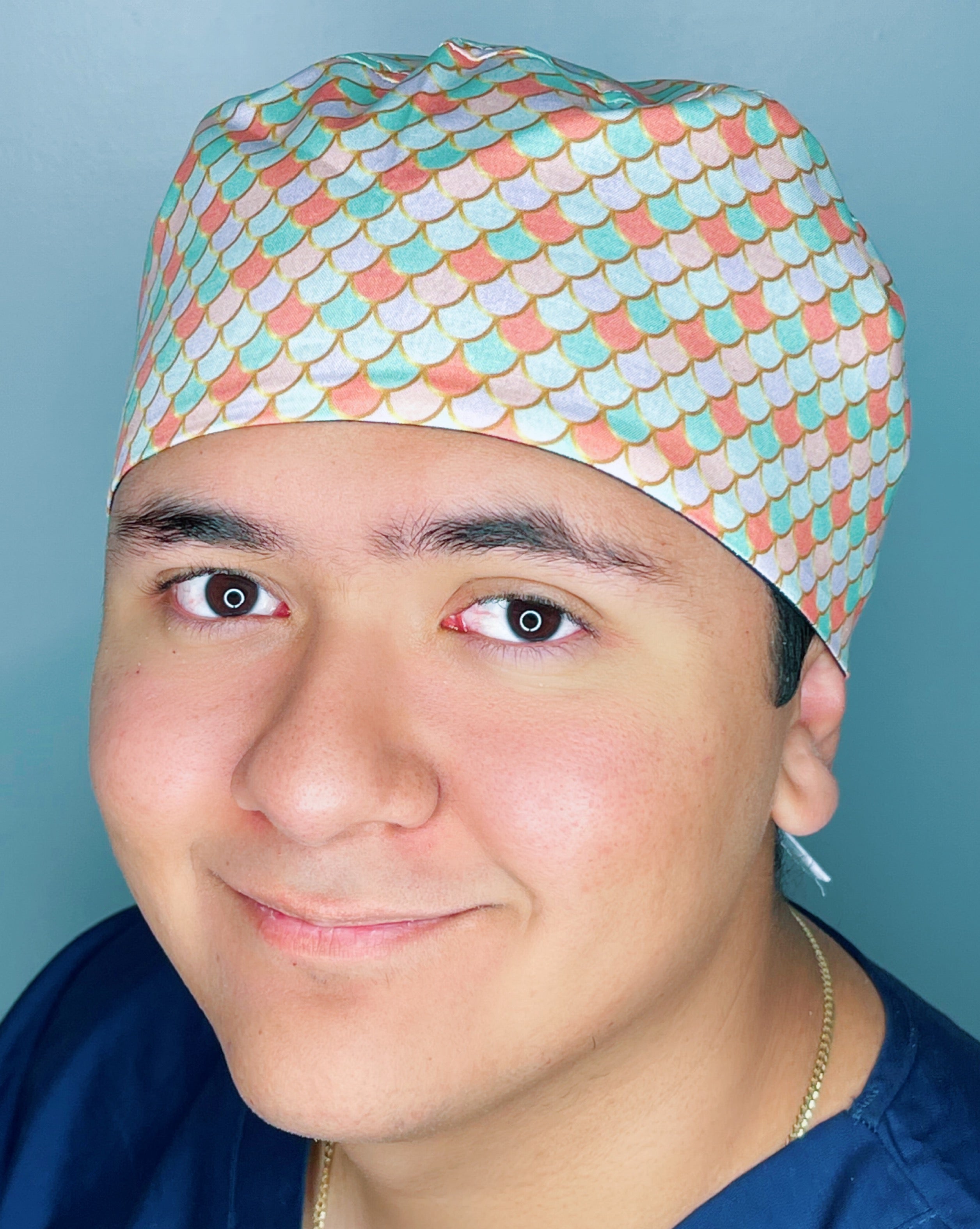 Orange Ombre Scalloped Scales Design Unisex Cute Scrub Cap