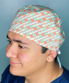 Orange Ombre Scalloped Scales Design Unisex Cute Scrub Cap