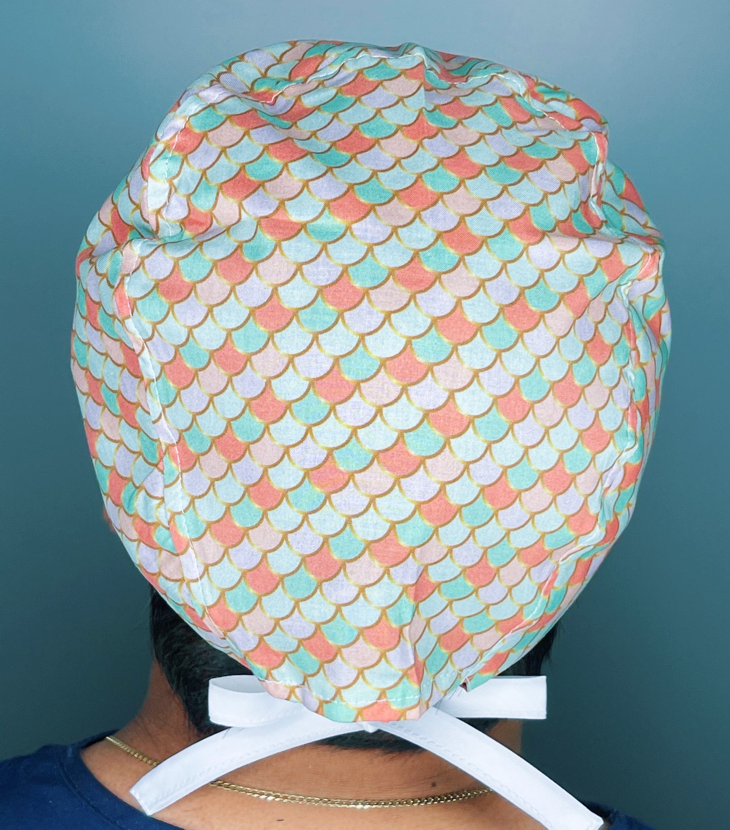 Orange Ombre Scalloped Scales Design Unisex Cute Scrub Cap