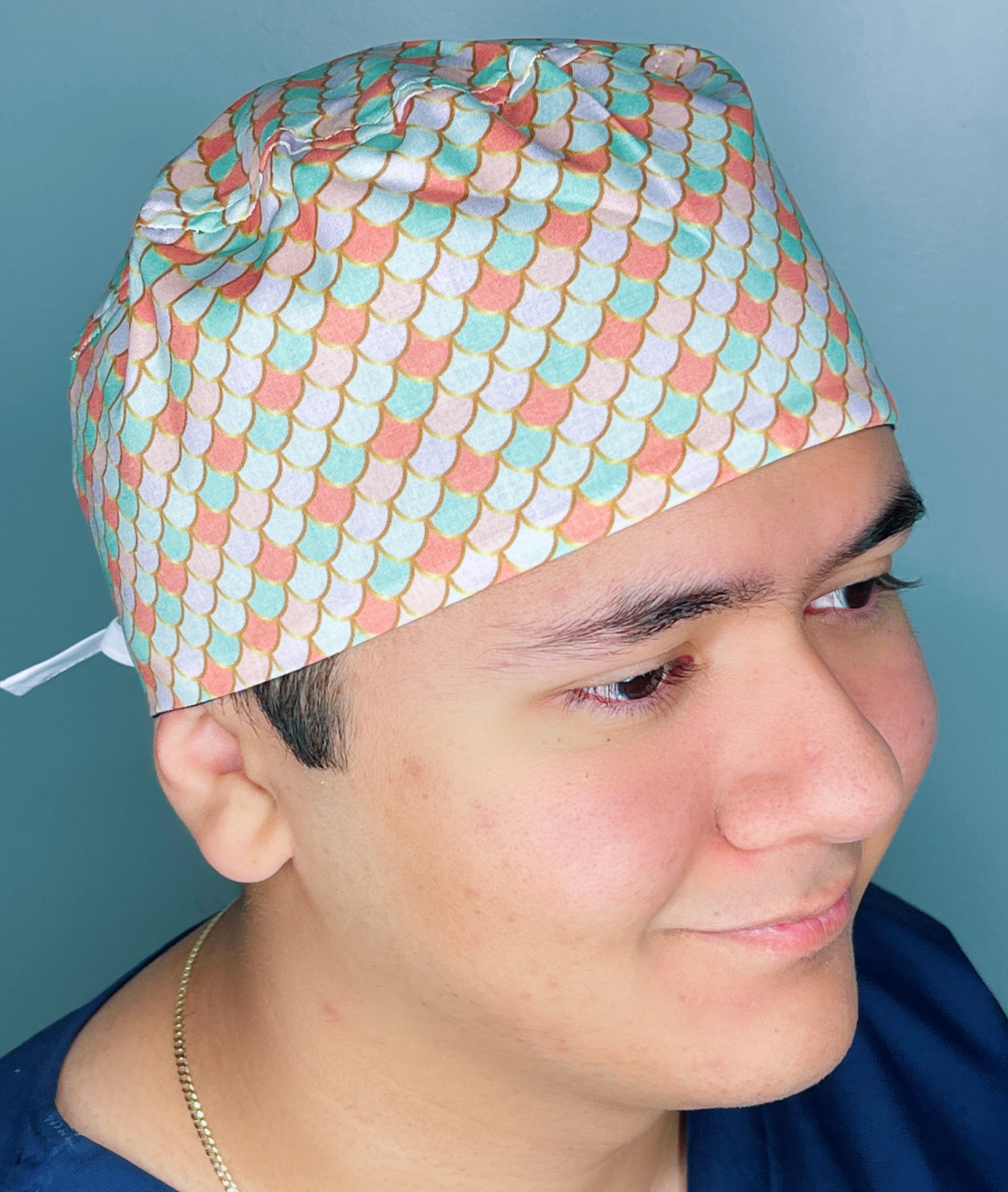 Orange Ombre Scalloped Scales Design Unisex Cute Scrub Cap