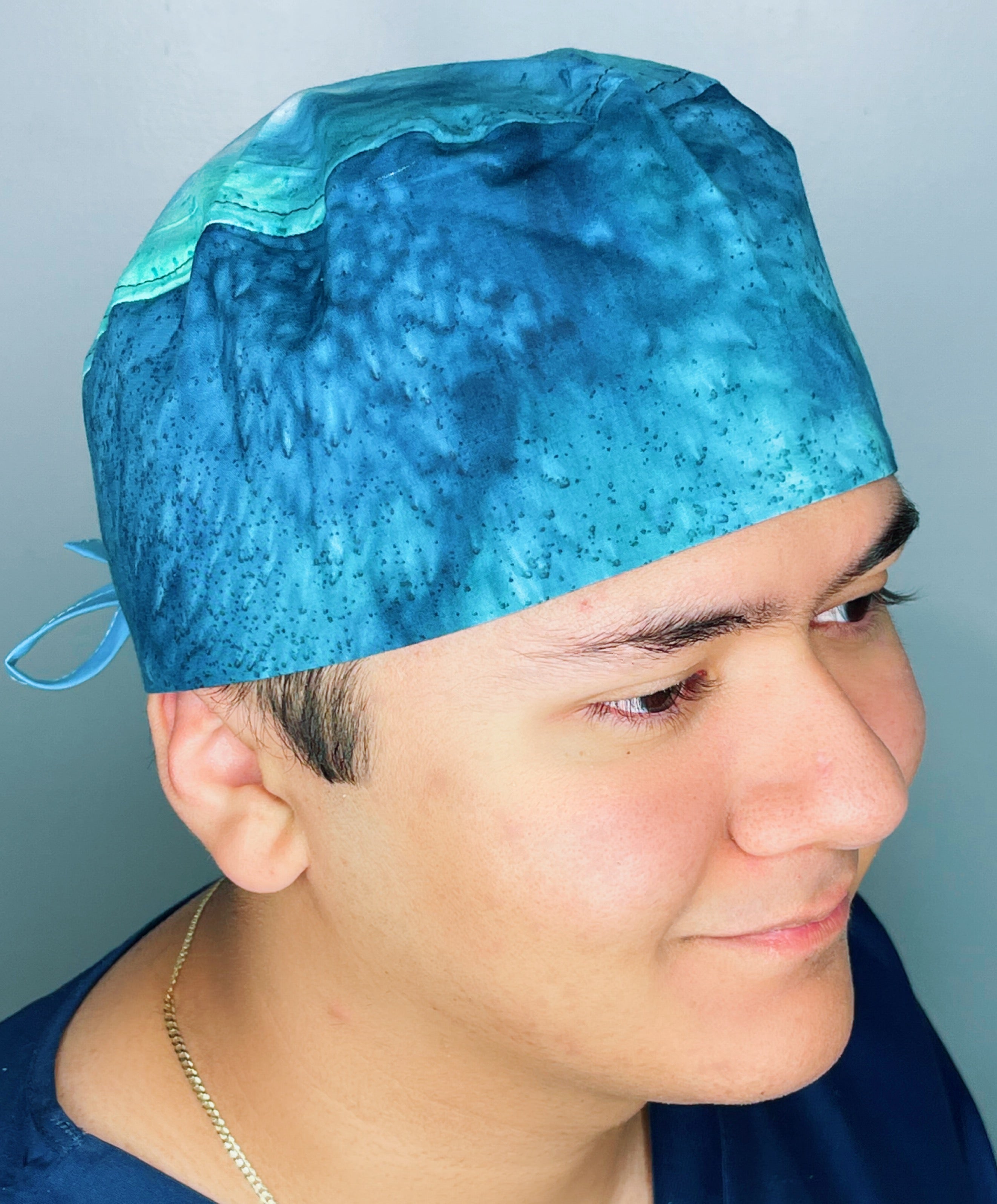 Blue Tie Dye Design Unisex Cute Scrub Cap
