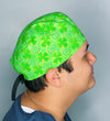 Glitter Clover Leaves Swirls St. Patrick's Day Unisex Holiday Scrub Cap