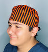 Orange & Black Stripes Unisex Holiday Scrub Cap