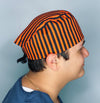 Orange & Black Stripes Unisex Holiday Scrub Cap