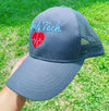 Scrub Tech EKG Heart EMBROIDERED Ponytail Baseball Cap