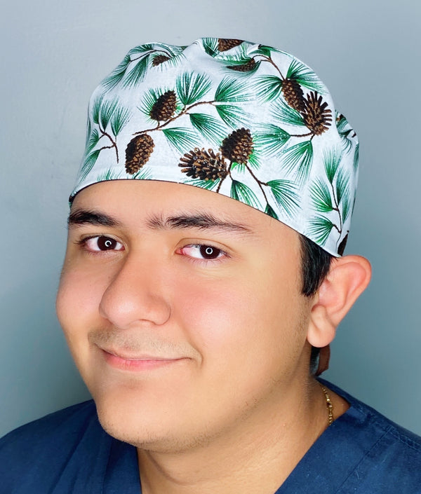 Glitter Acorns Winter Christmas Unisex Holiday Scrub Cap