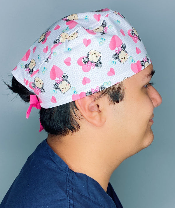 Famous Girly Mouse Cute Hearts Unisex Geek Scrub Cap