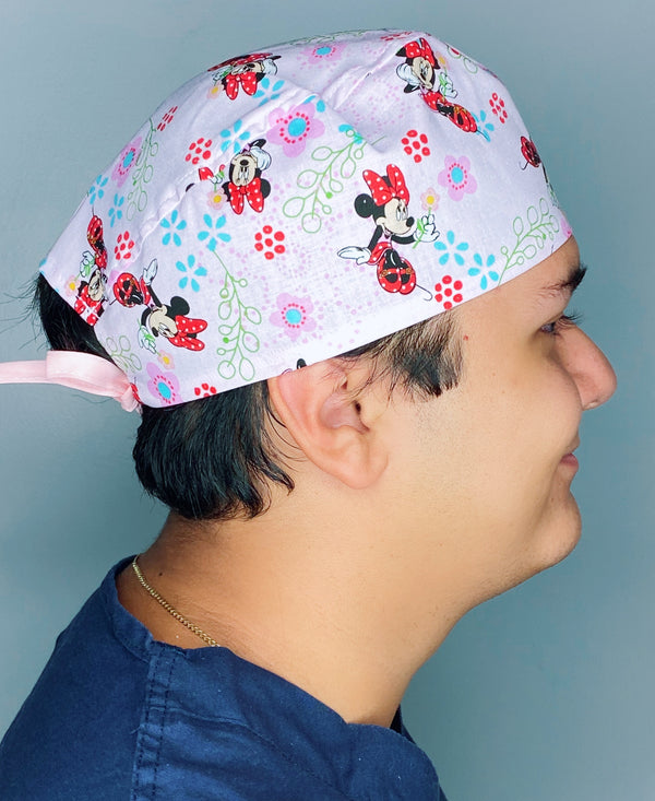Girly Mouse with Polka Dot Bow Red Unisex Geek Scrub Cap