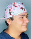 Girly Mouse with Polka Dot Bow Red Unisex Geek Scrub Cap