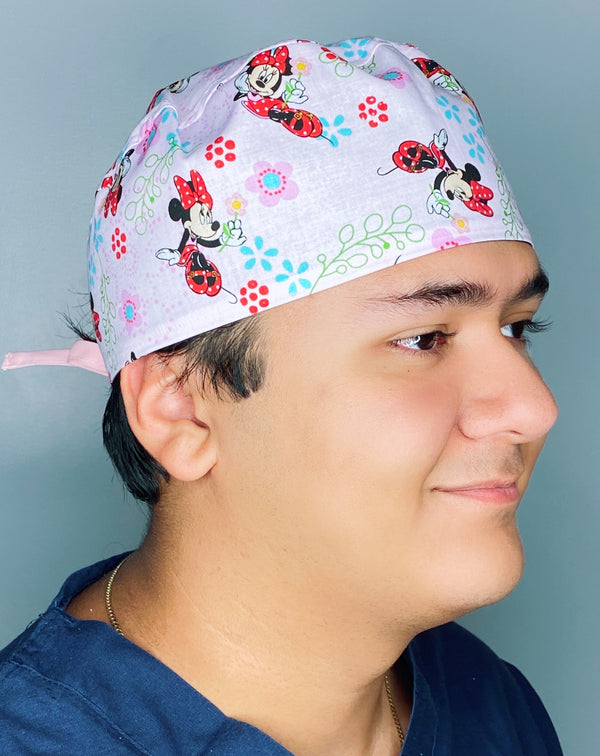 Girly Mouse with Polka Dot Bow Red Unisex Geek Scrub Cap