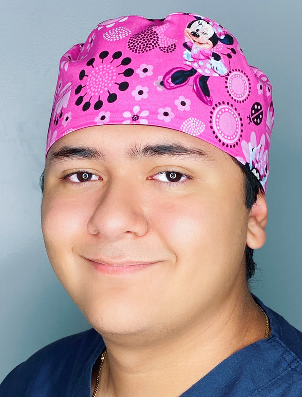 Girly Mouse with Polka Dot Bow Red Unisex Geek Scrub Cap