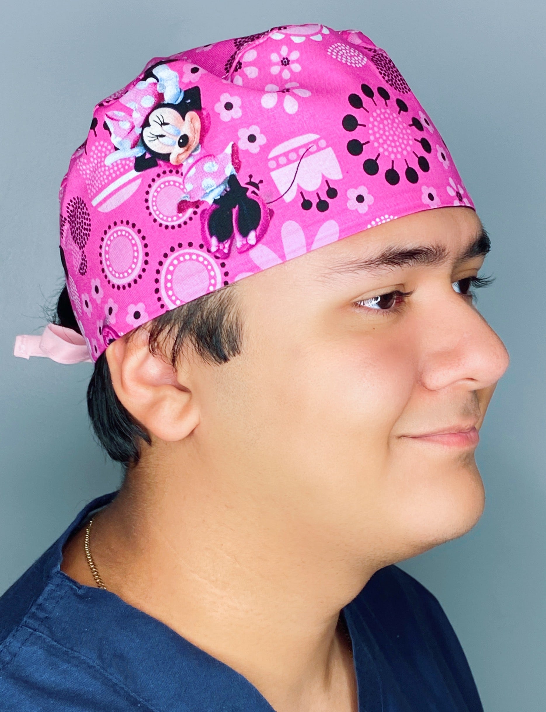 Girly Mouse with Polka Dot Bow Red Unisex Geek Scrub Cap