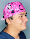 Girly Mouse with Polka Dot Bow Red Unisex Geek Scrub Cap