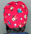 Girly Mouse with Polka Dot Bow Red Floral Unisex Geek Scrub Cap