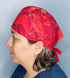 Glitter Poinsettia Flowers Christmas Unisex Holiday Scrub Cap