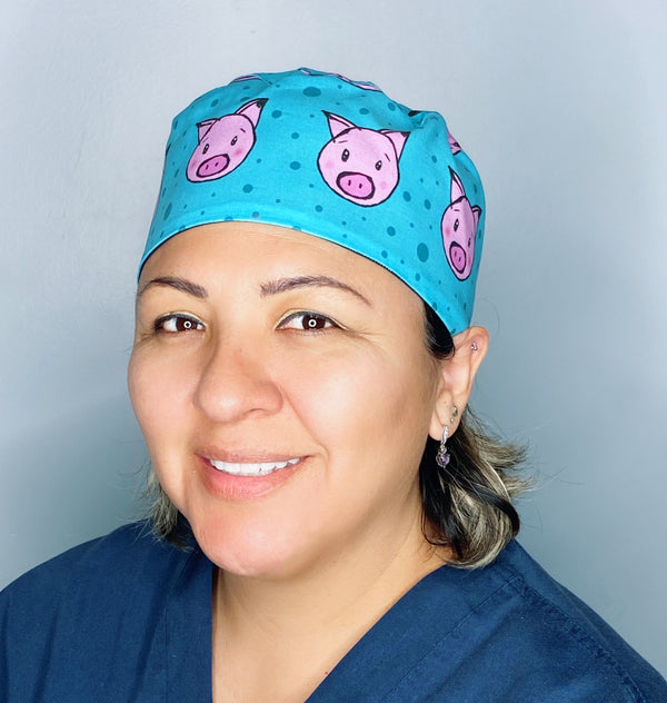 Cute Pigs & Polka Dots Unisex Animal Scrub Cap