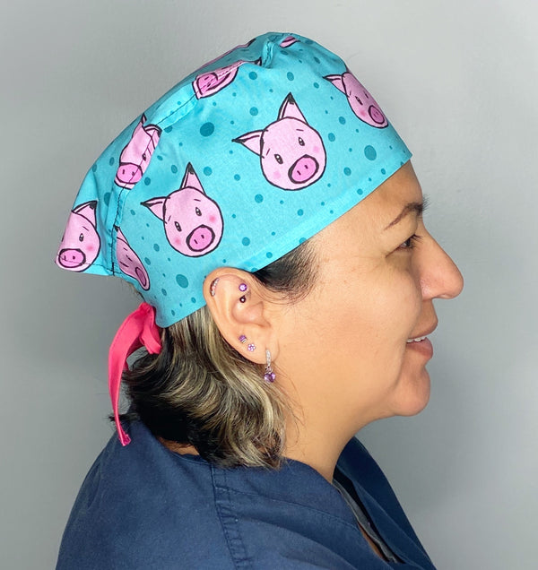 Cute Pigs & Polka Dots Unisex Animal Scrub Cap