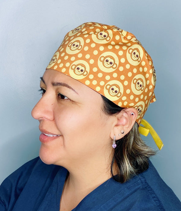 Extra Dotty Monkey Polka Dot Unisex Animal Scrub Cap