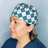 Argyle Monkey Green & Pink Unisex Animal Scrub Cap