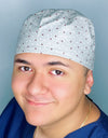 Neutral Small Polka Dots on Light Grey Unisex Fancy Scrub Cap