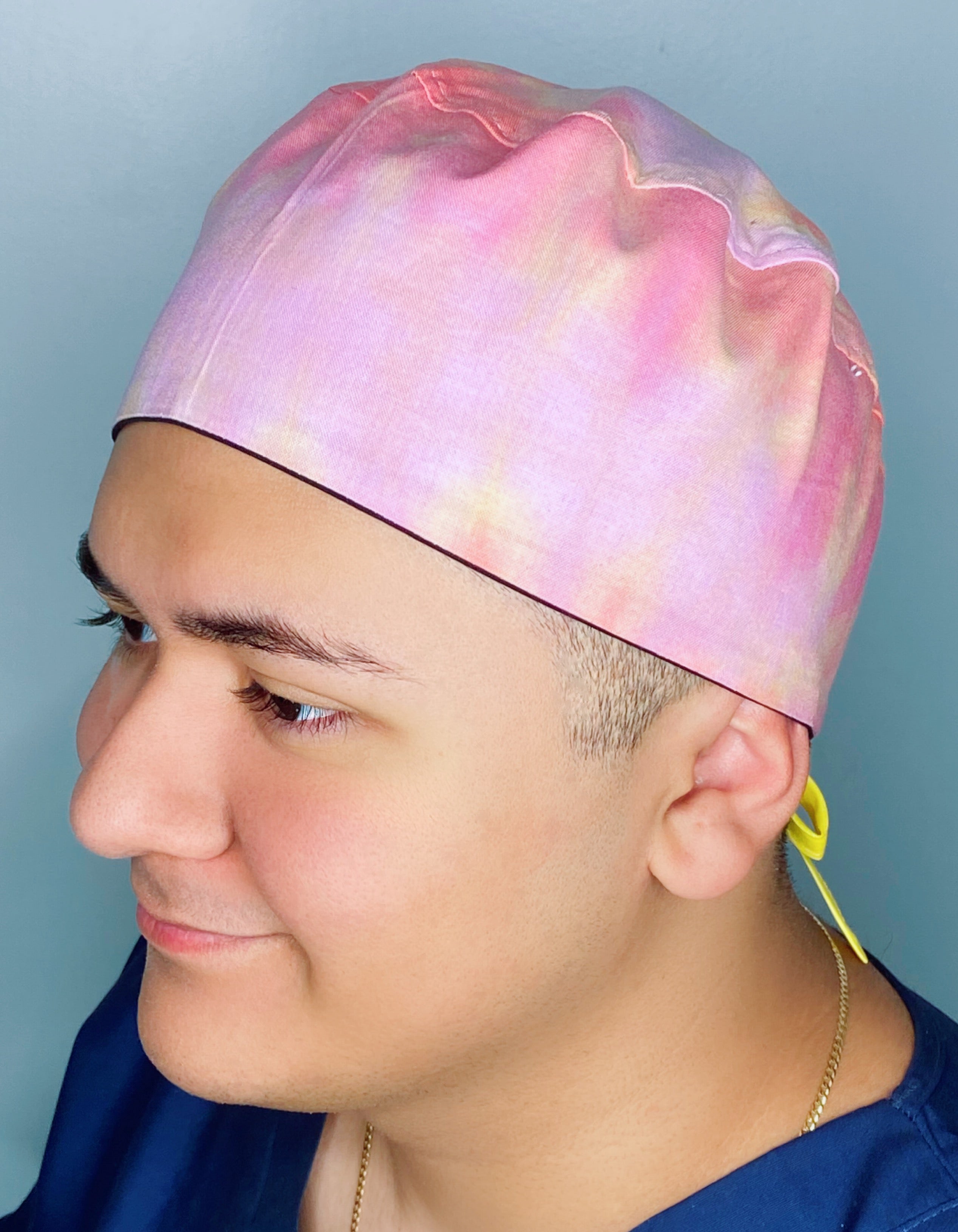 Pink, Yellow & Orange Tie Dye Design Unisex Cute Scrub Cap