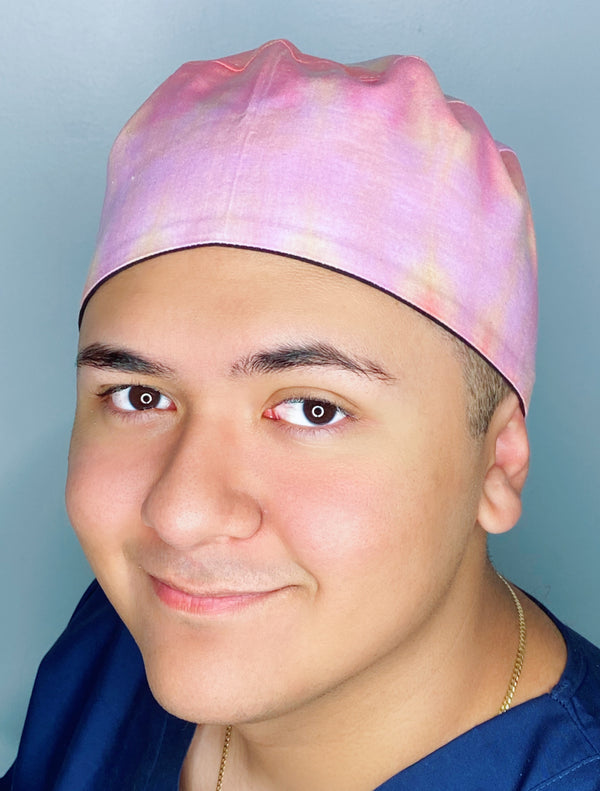 Pink, Yellow & Orange Tie Dye Design Unisex Cute Scrub Cap