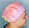 Pink, Yellow & Orange Tie Dye Design Unisex Cute Scrub Cap